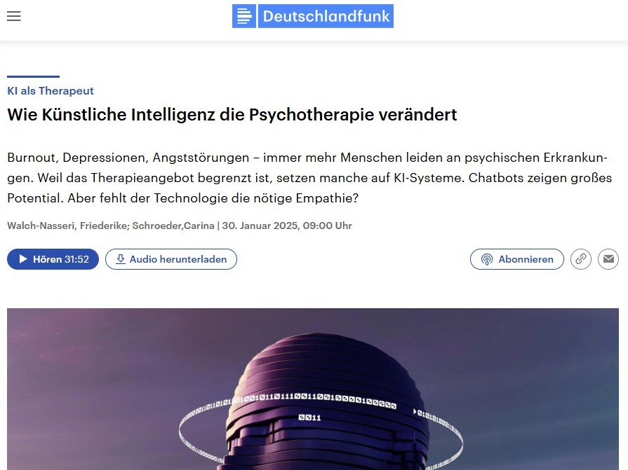 AI as a therapist: Deutschlandfunk Podcast with Florian Onur Kuhlmeier 