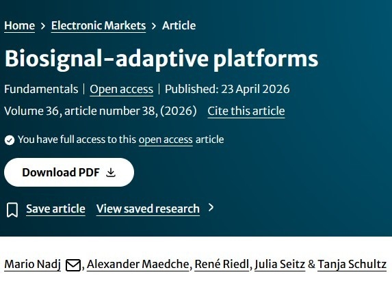 New Publication in Electronic Markets “Biosignal-Adaptive Platforms” 
