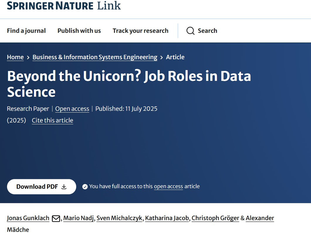 New Publication in BISE: Job Roles Data Science